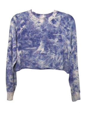 Spiritual Gangster Tie Dye Crop Sweatshirt Purple Cloud Raw Hem S